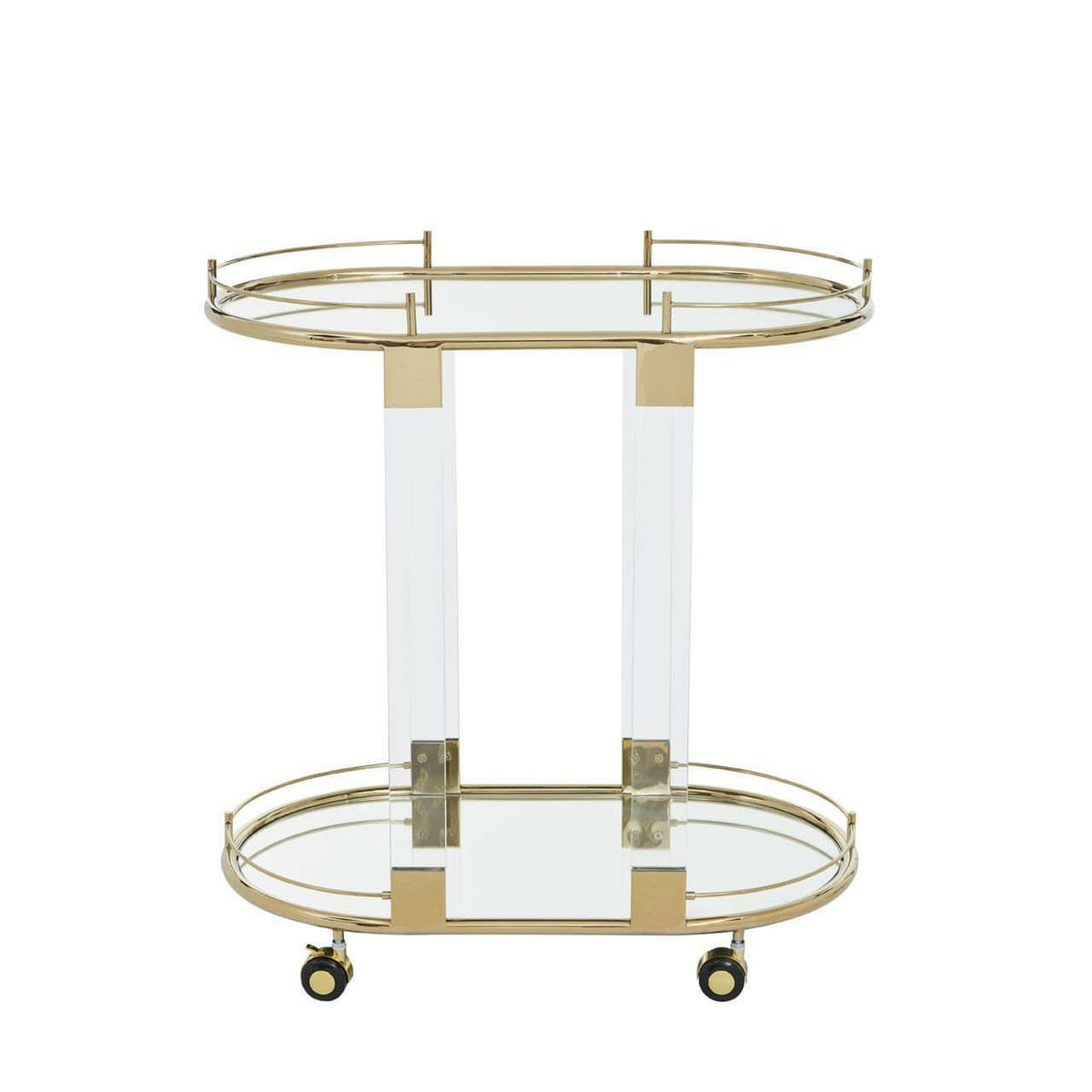 Orzo Trolley Mirror with Warm Metallic Frame.