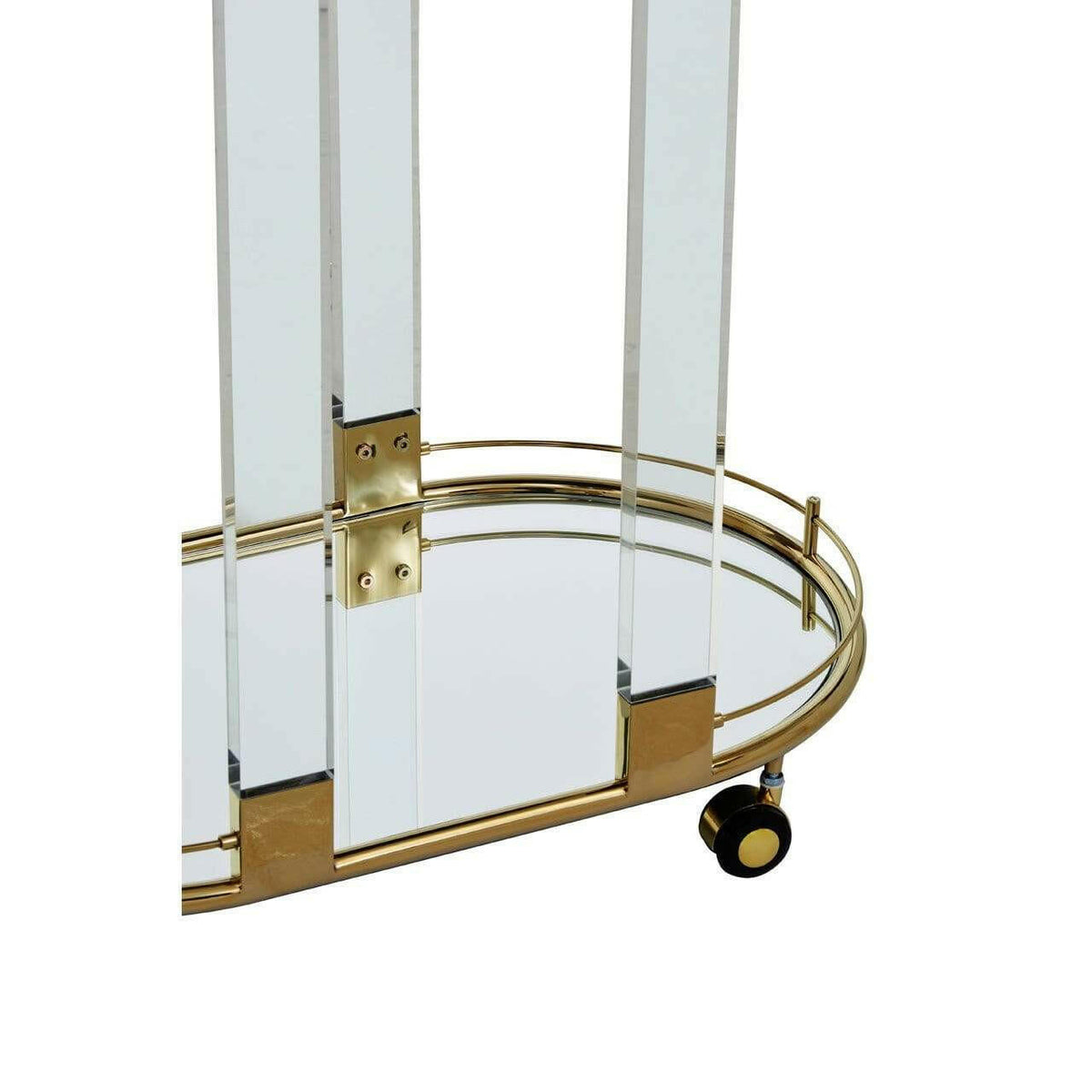 Orzo Trolley Mirror with Warm Metallic Frame.