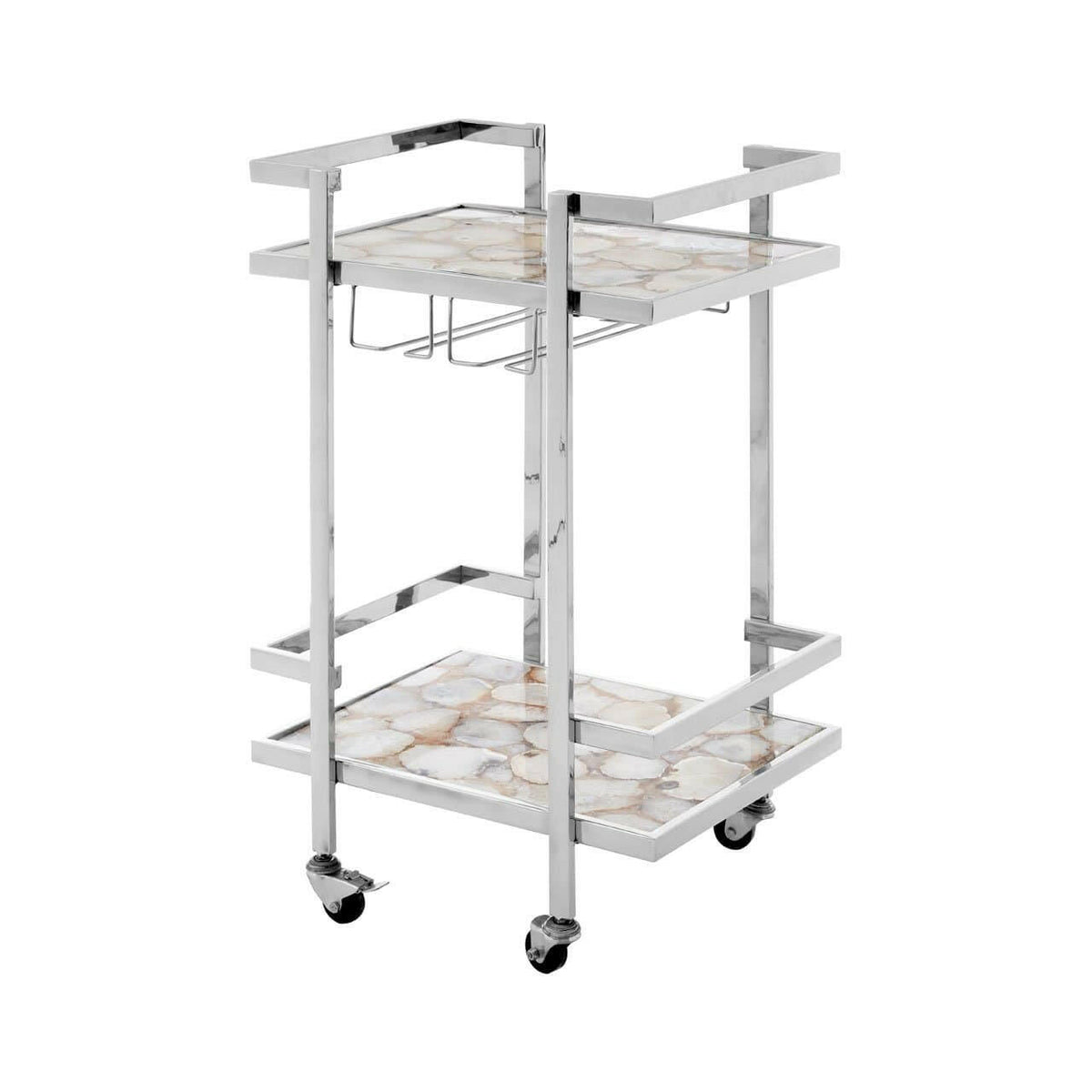 Rolf White Agate Drinks Trolley.