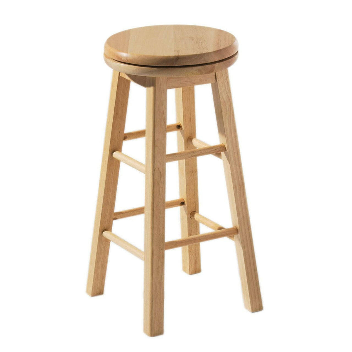 Solid Natural Tropical Hevea Wood Bar Stool.