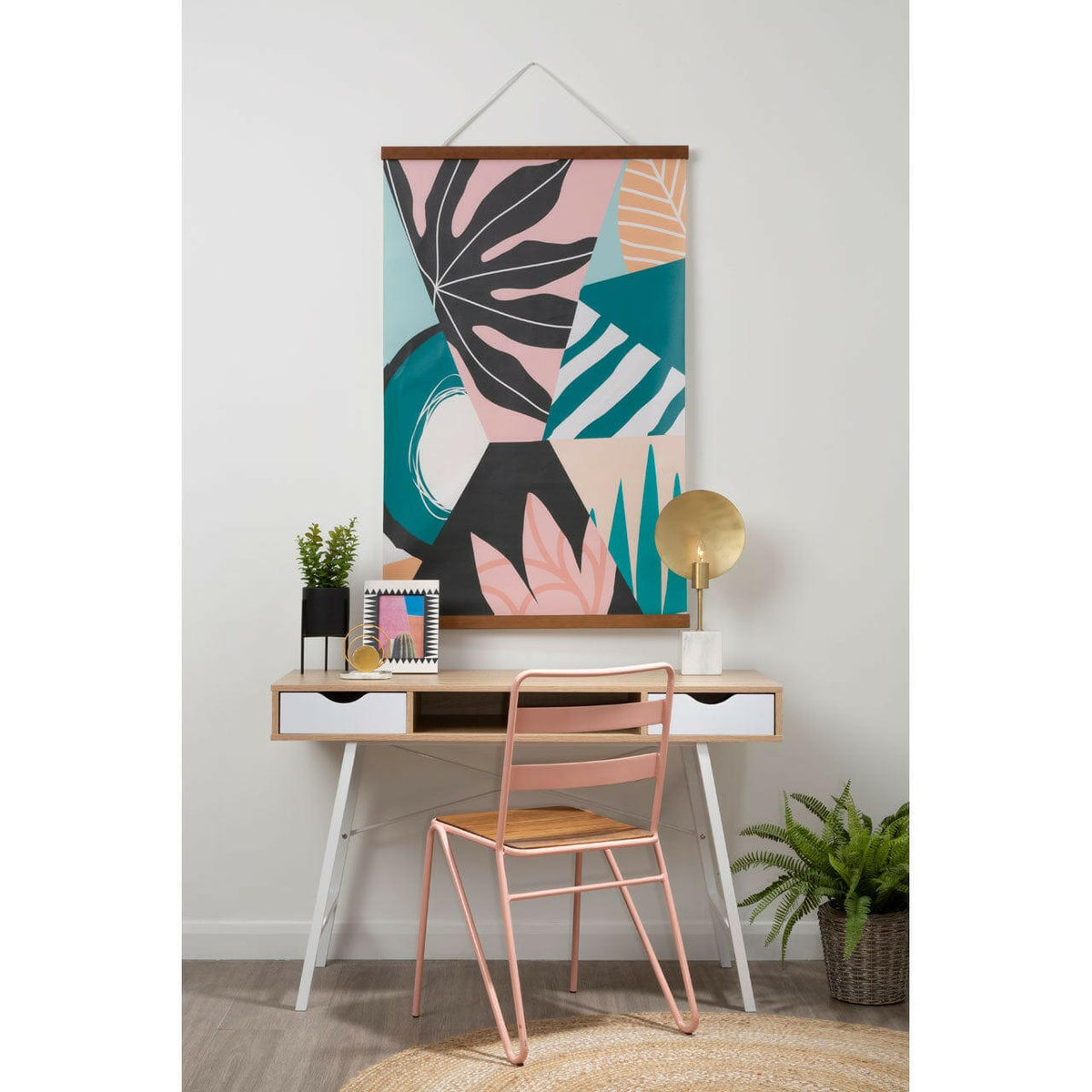 Saramis Metal Task Lamp With White Marble Block Base.