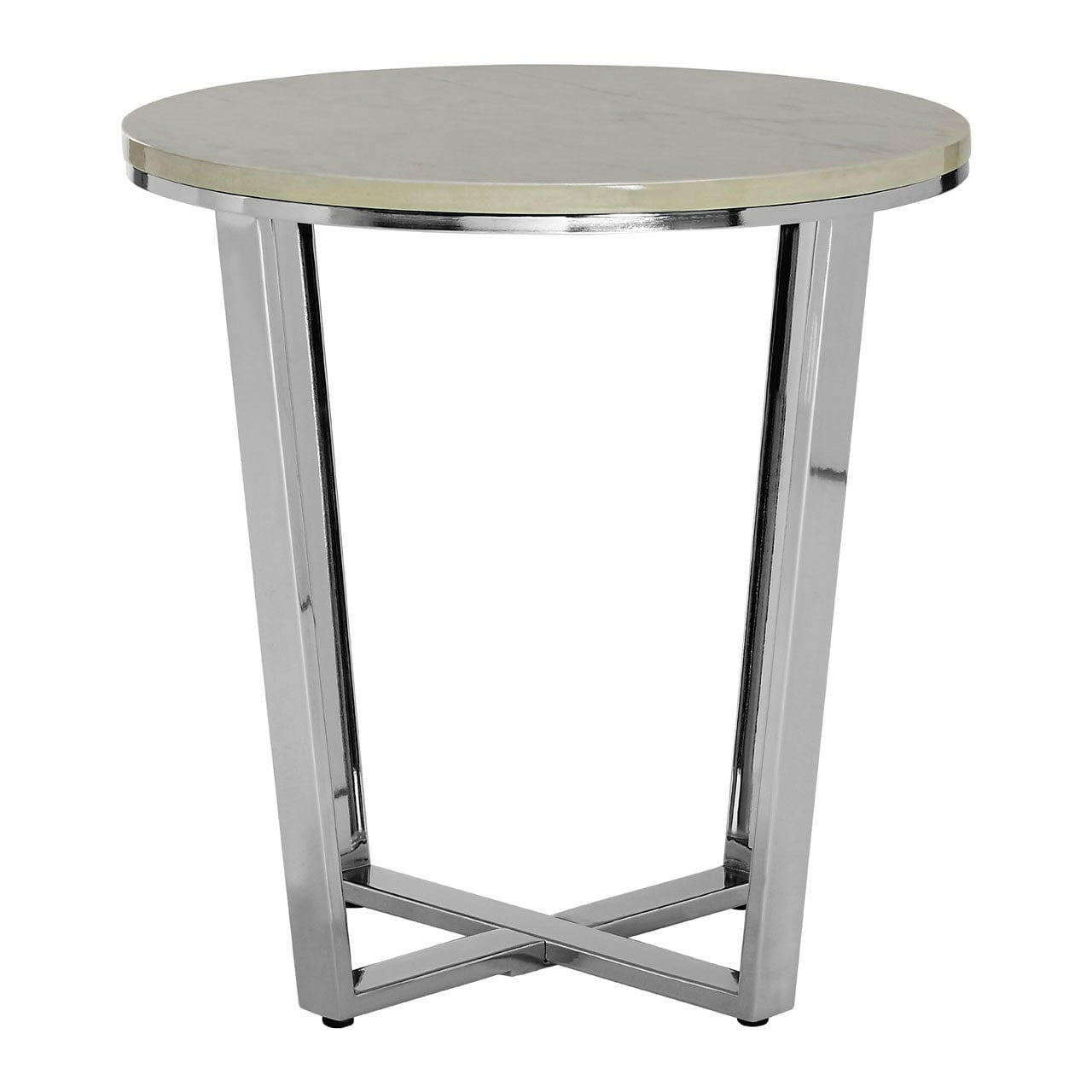 Hamilton Interiors Living Allure Round White Faux Marble End Table House of Isabella UK