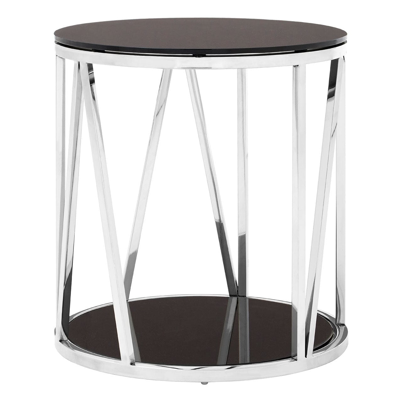 Hamilton Interiors Living Alvaro Round Chrome Finish Side Table House of Isabella UK