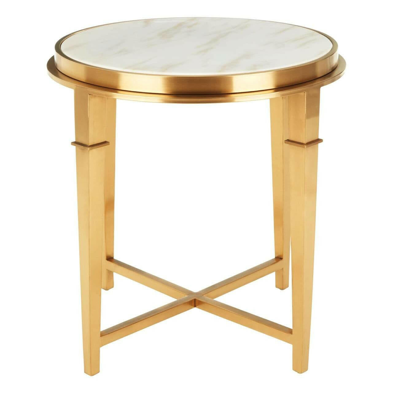 Hamilton Interiors, Alvez Round Gold Finish Side Table - House of Isabella UK