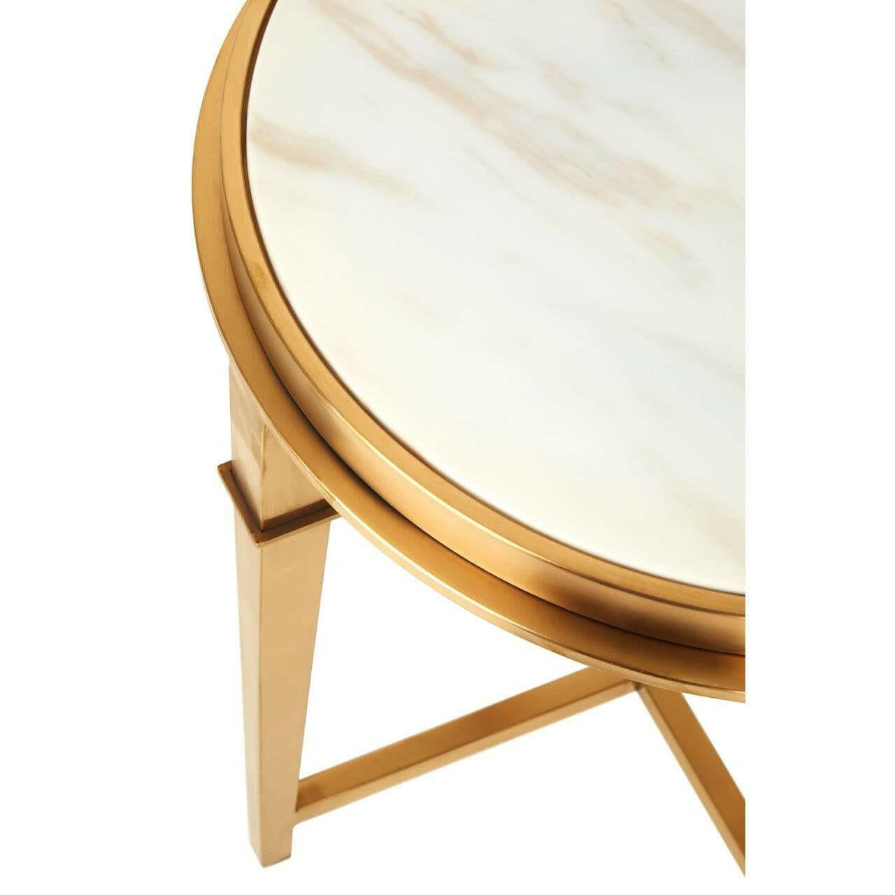 Hamilton Interiors, Alvez Round Gold Finish Side Table - House of Isabella UK