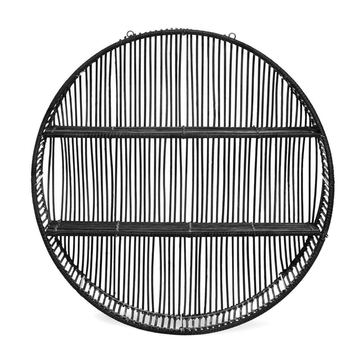 Batu Large Black Rattan Wall Shelf.