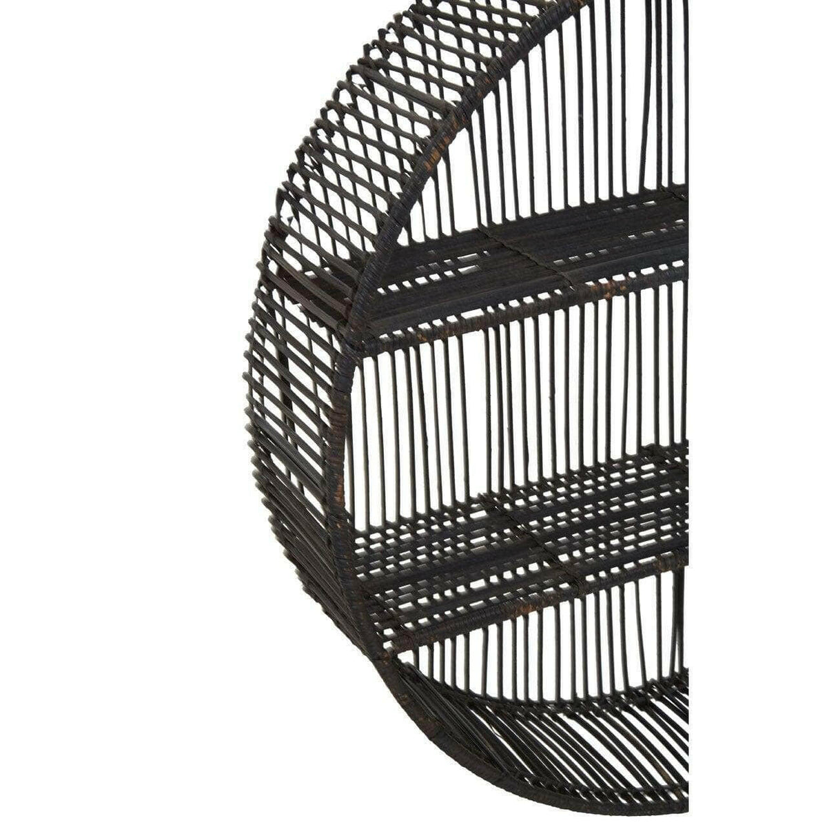 Batu Large Black Rattan Wall Shelf.