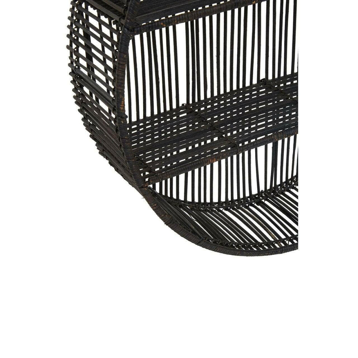 Batu Large Black Rattan Wall Shelf.