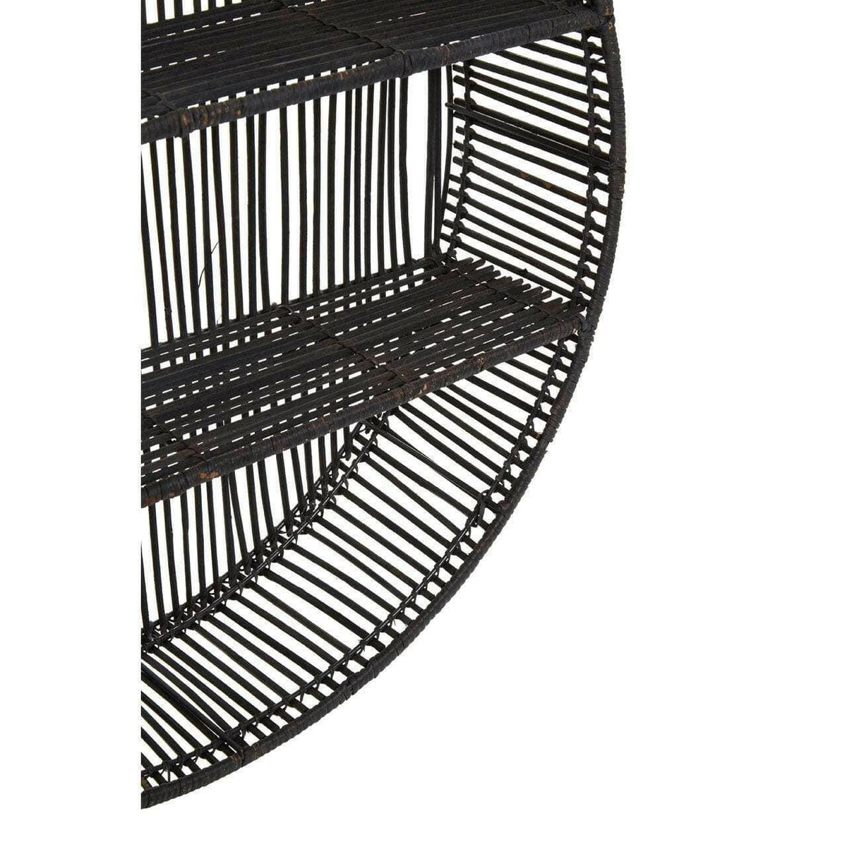 Batu Large Black Rattan Wall Shelf.