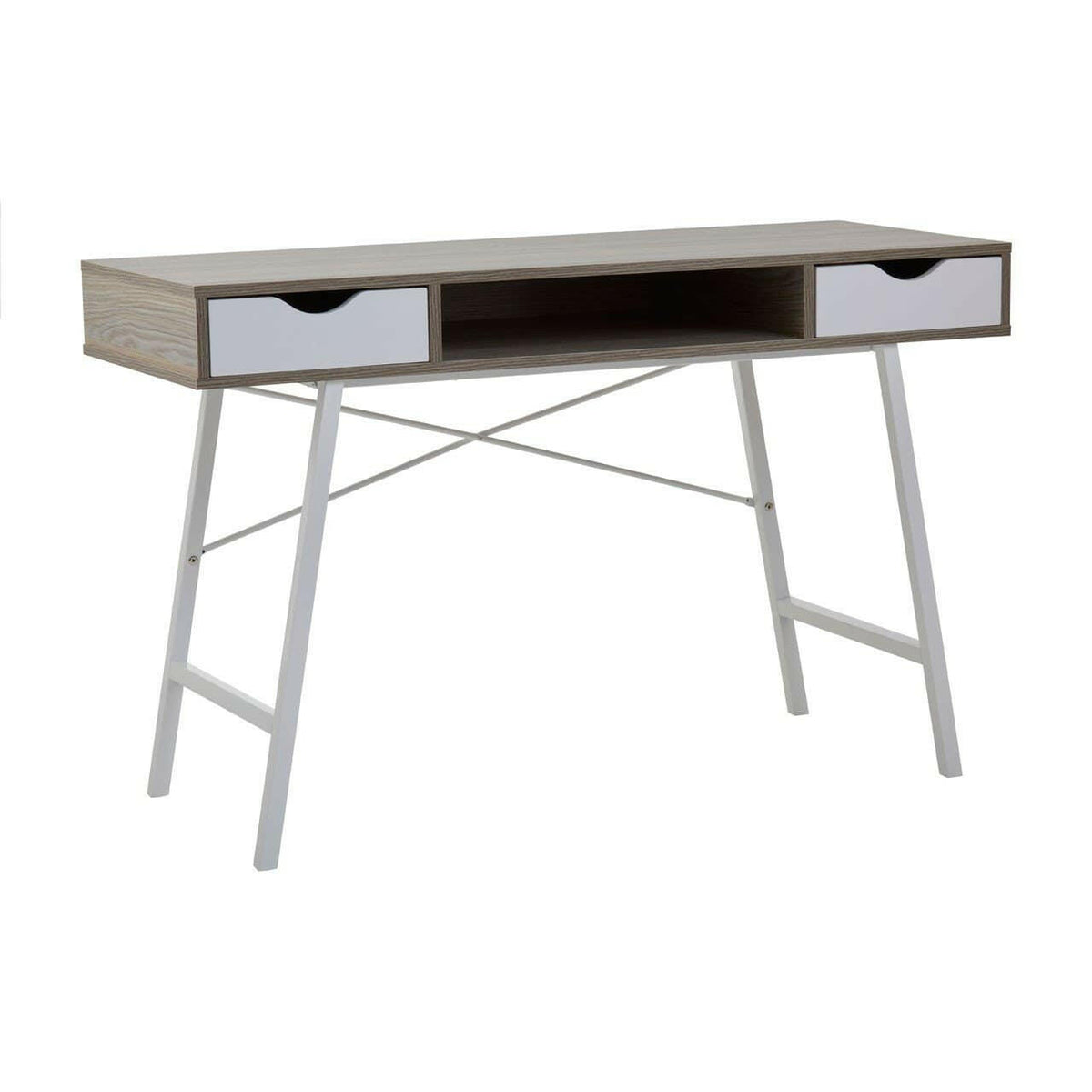 Brooklyn Two Drawer Light Oak Veneer Desk.