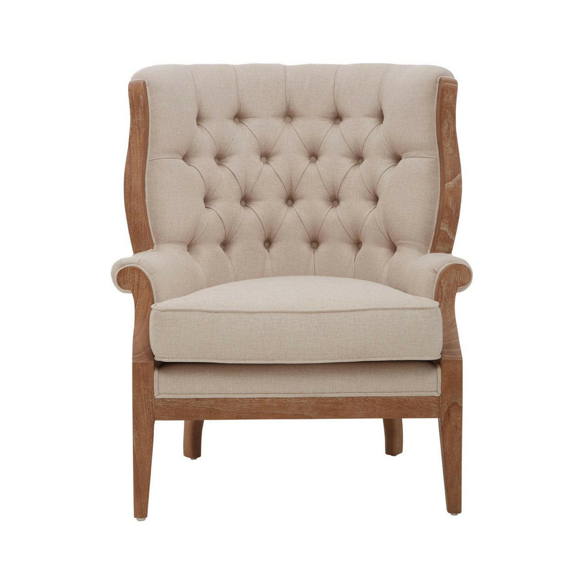 Cabra Cream Fabric Chair With Straight Legs.