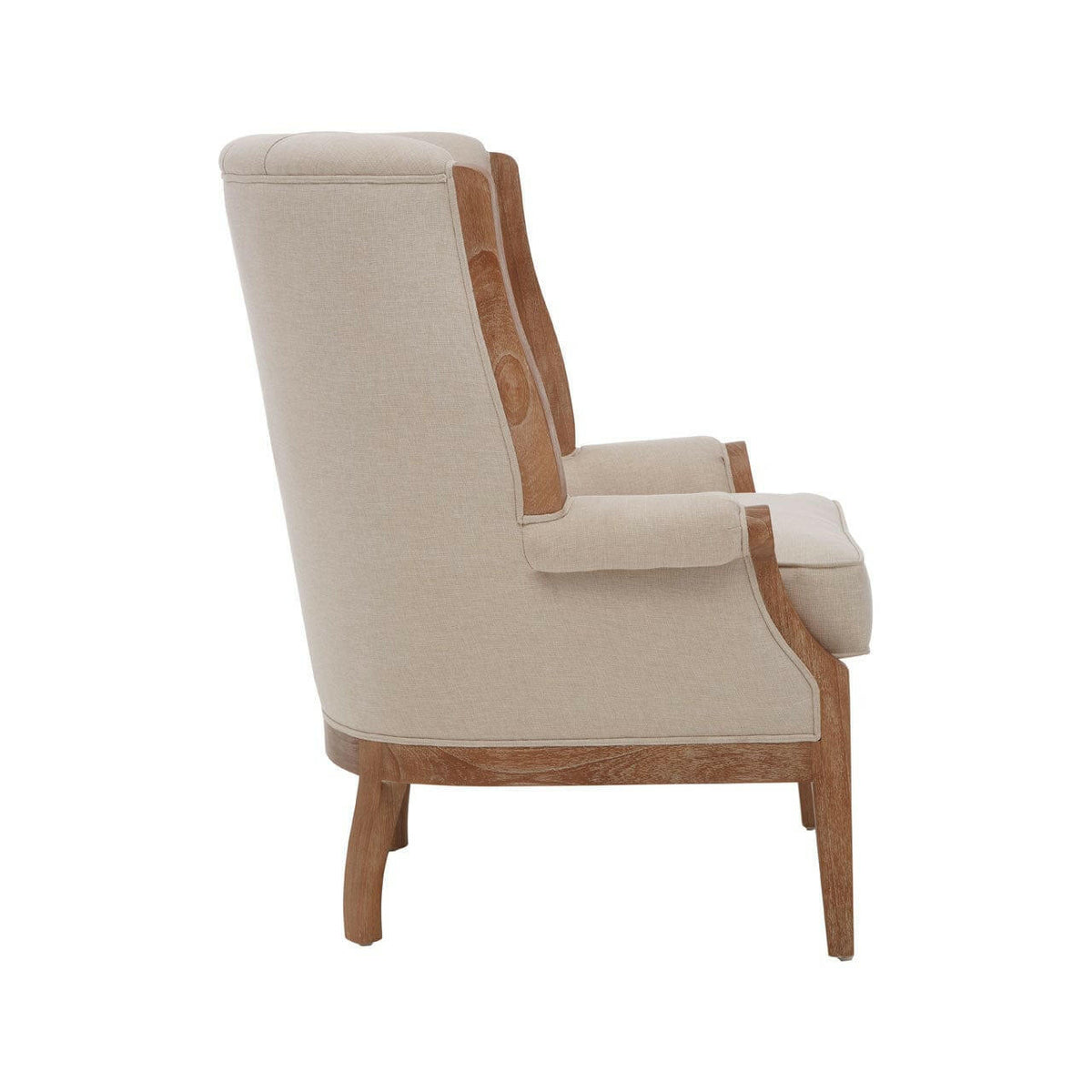 Cabra Cream Fabric Chair With Straight Legs.
