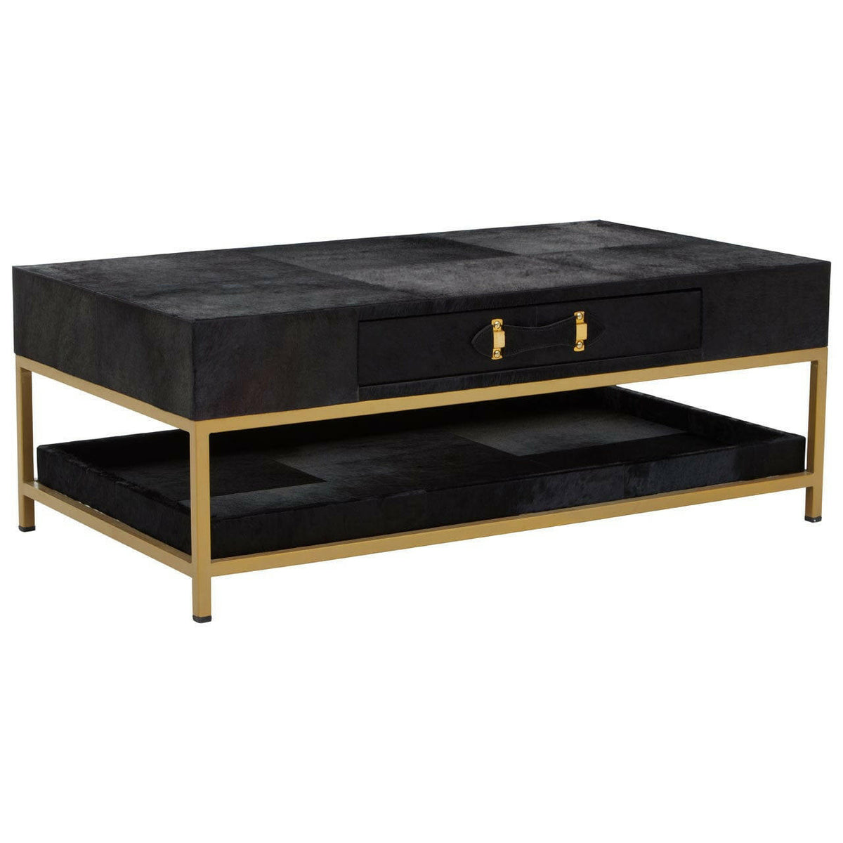 Kensington Townhouse Hair On Hide Black And Gold Coffee Table.
