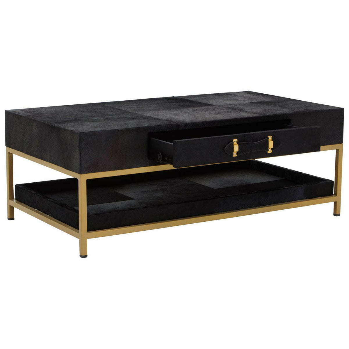 Kensington Townhouse Hair On Hide Black And Gold Coffee Table.