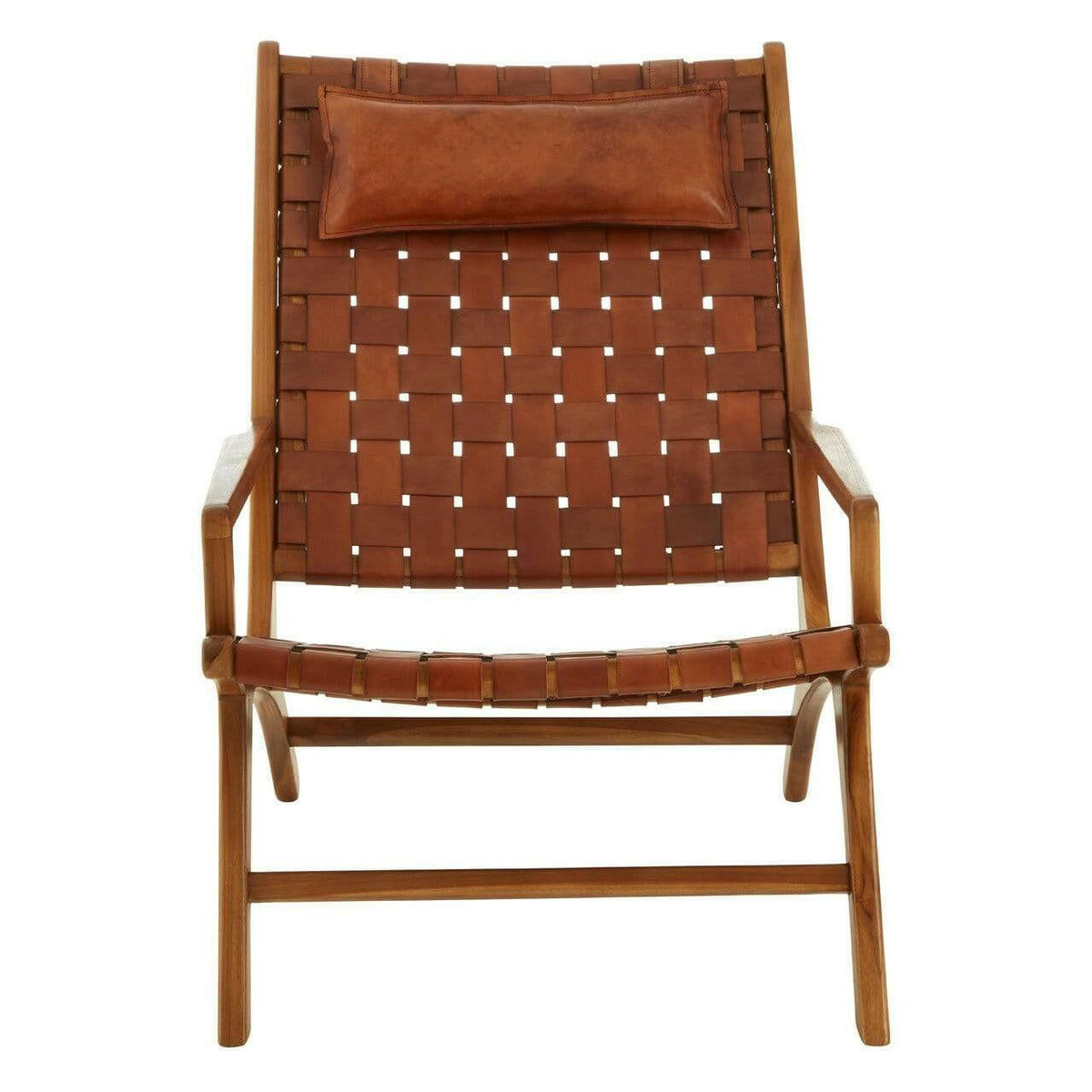 Kenza Teak Wood And Leather Chair.