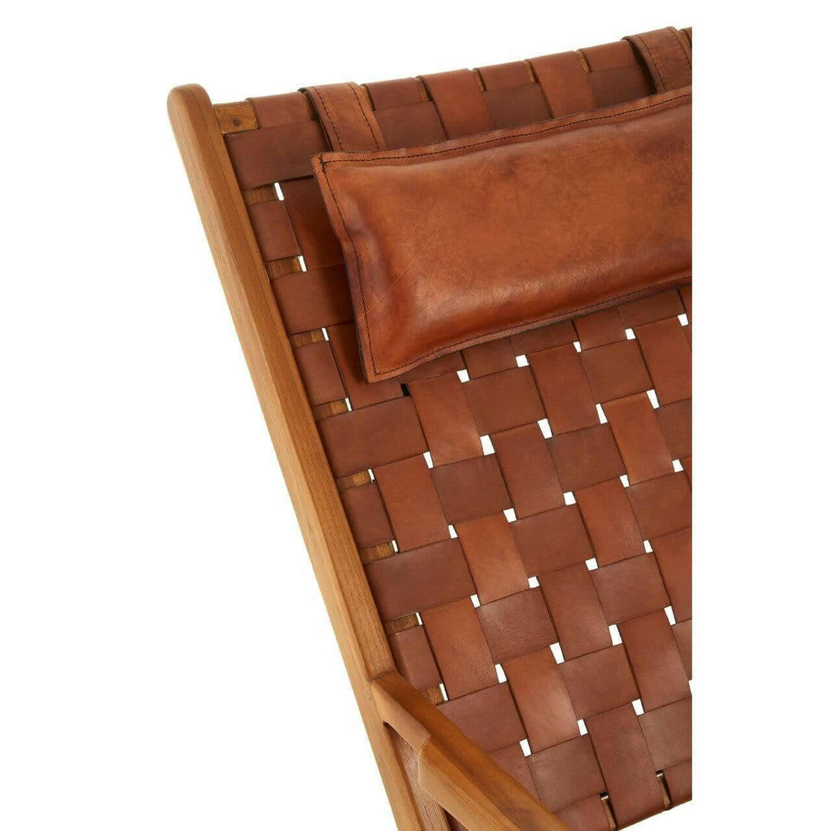 Kenza Teak Wood And Leather Chair.