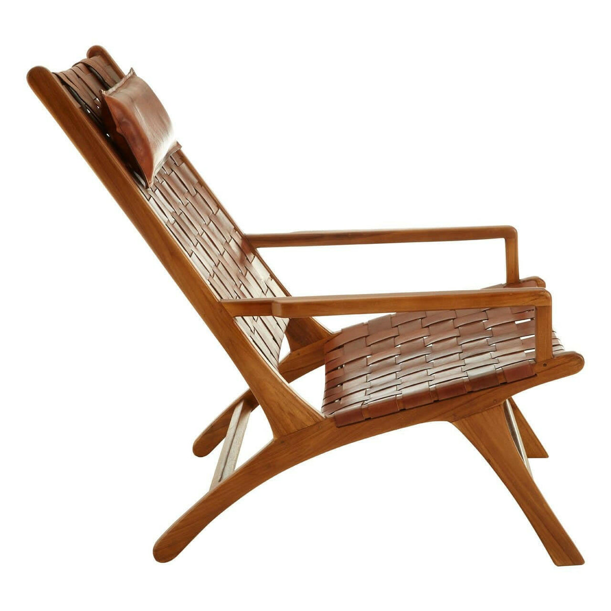 Kenza Teak Wood And Leather Chair.