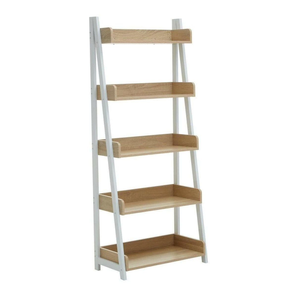 Kitsey Five Tier Light Oak Shelf Unit.