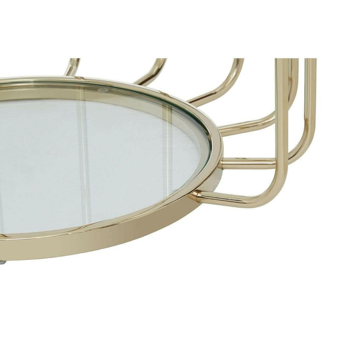 Orzo Warm Metallic Side Table with Glass Top.