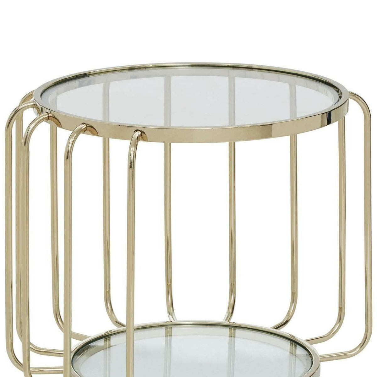 Orzo Warm Metallic Side Table with Glass Top.