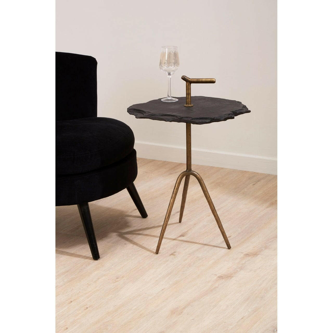 Hamilton Interiors Living Rany Black Stone Top Side Table House of Isabella UK