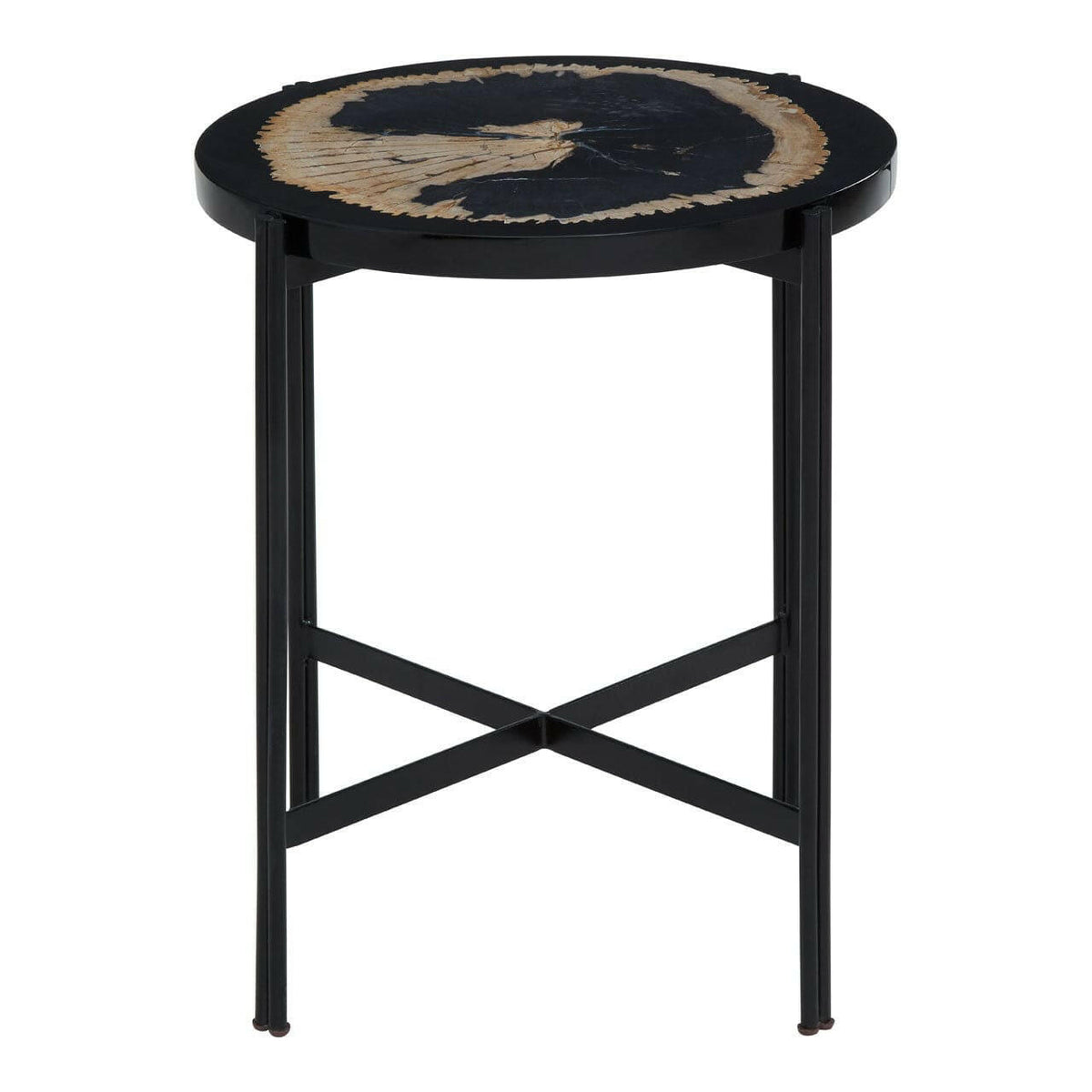 Relic Side Table With Resin Powder Coated Frame.