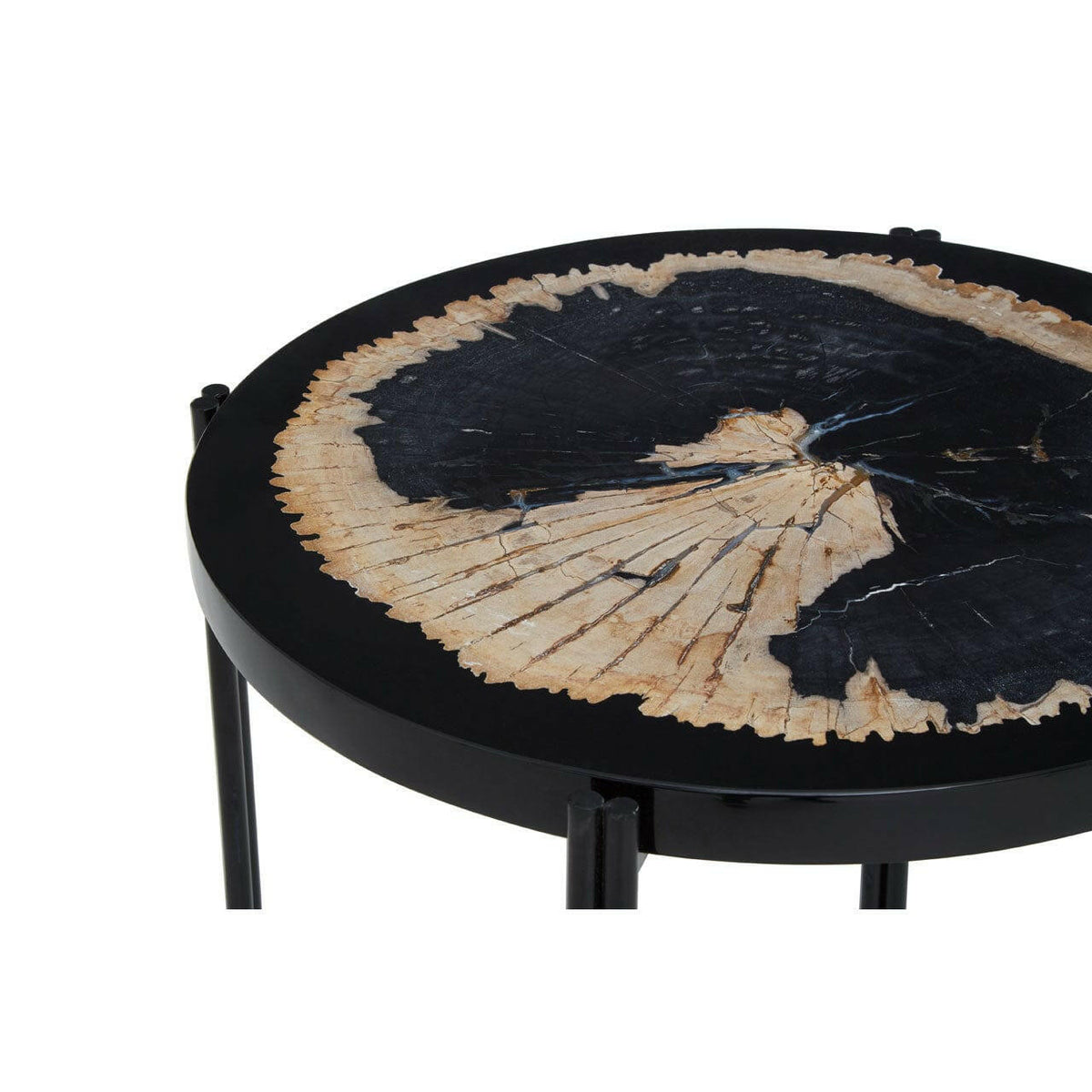 Relic Side Table With Resin Powder Coated Frame.