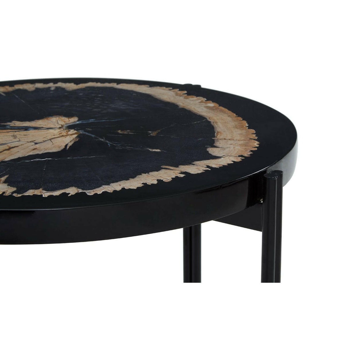 Relic Side Table With Resin Powder Coated Frame.