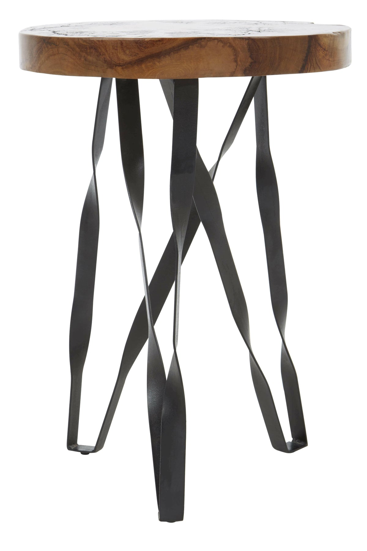 Skolar Round Stool Teak Wood with Iron Legs.