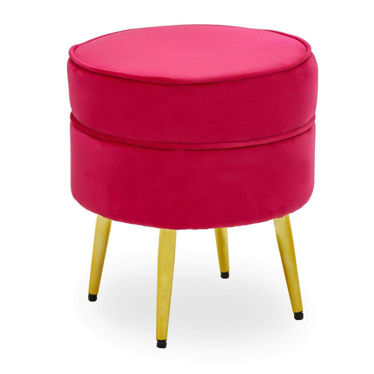 Tamra Round Velvet Gold Leg Footstool.