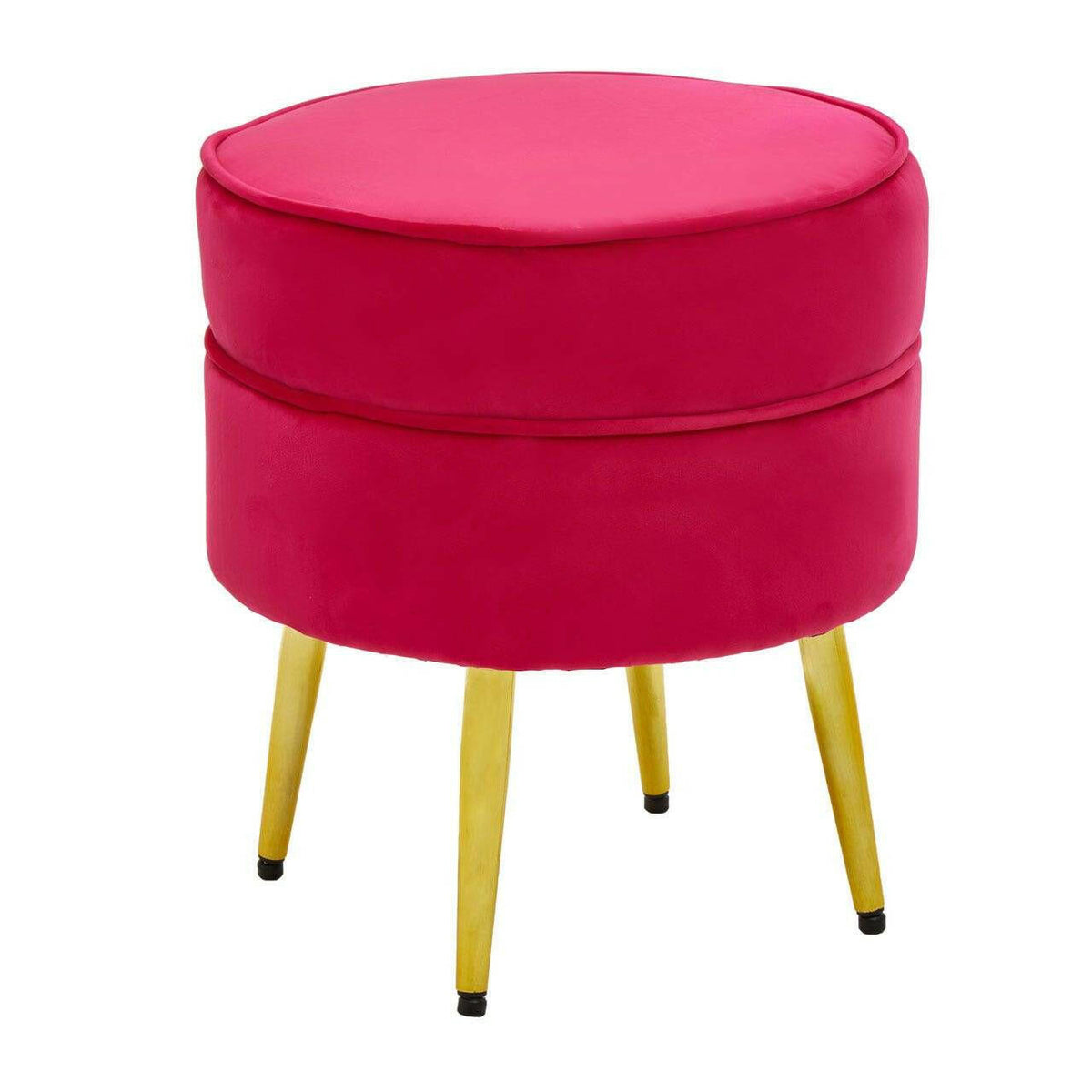 Tamra Round Velvet Gold Leg Footstool.