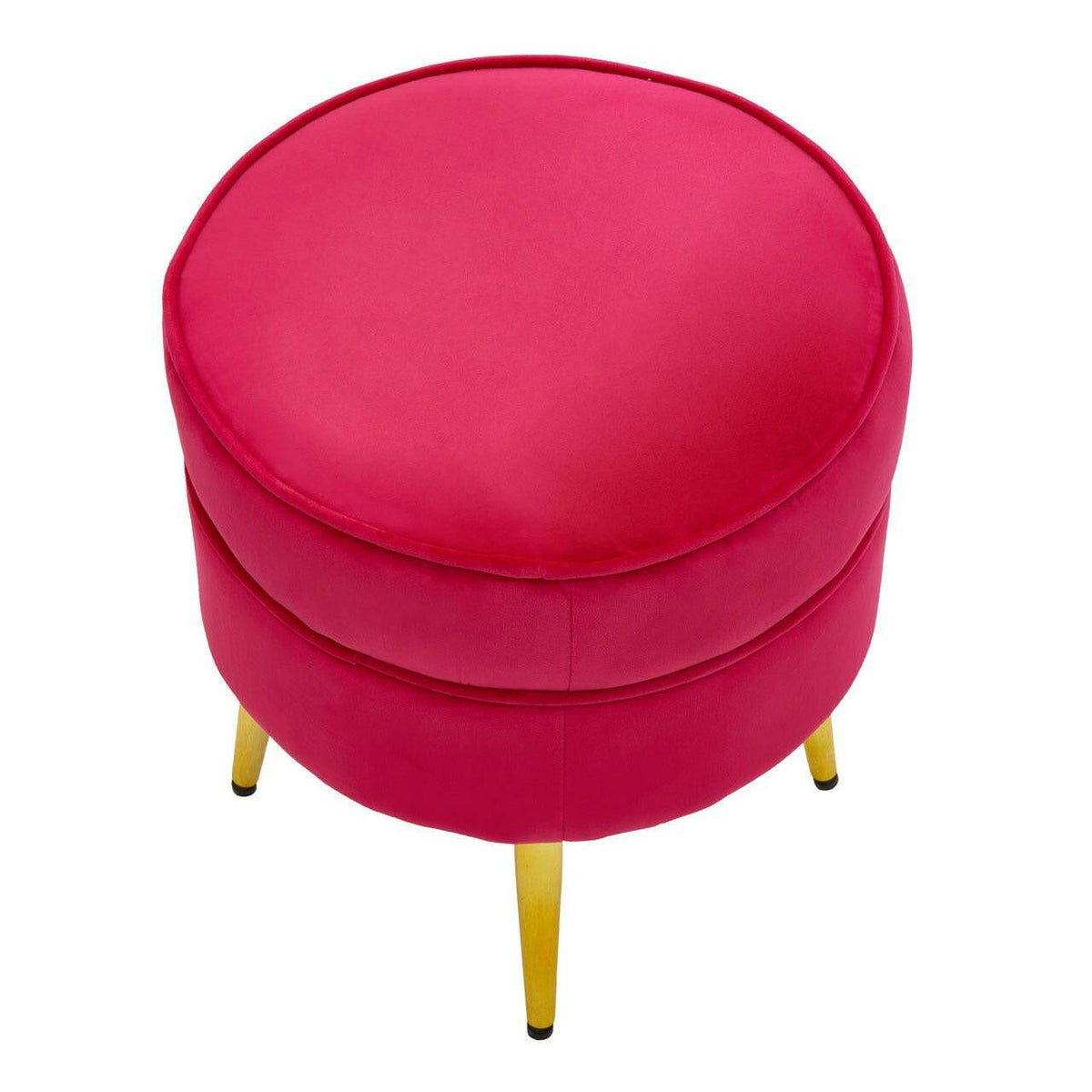 Tamra Round Velvet Gold Leg Footstool.