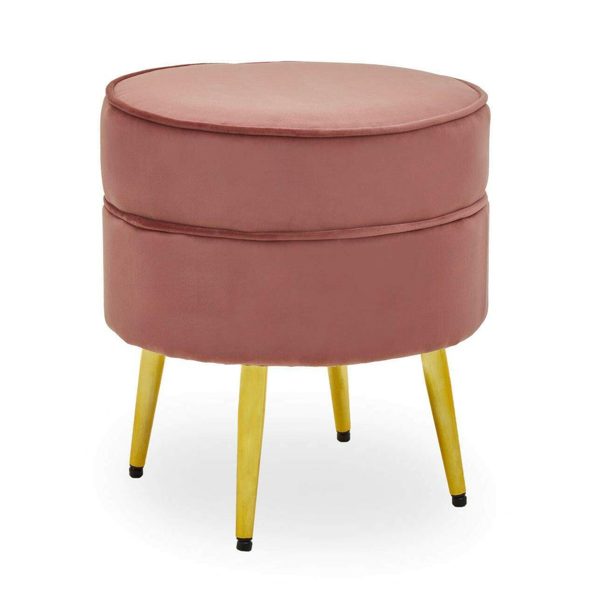 Tamra Round Velvet Gold Leg Footstool.