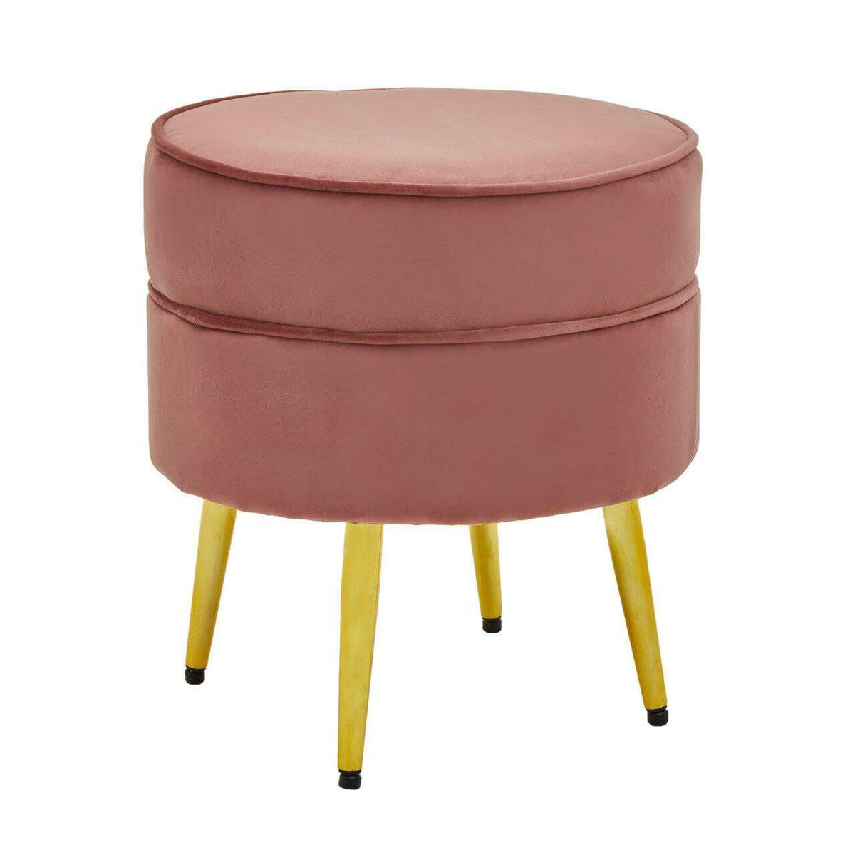Tamra Round Velvet Gold Leg Footstool.