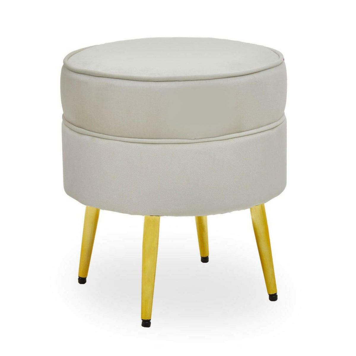 Tamra Round Velvet Gold Leg Footstool.
