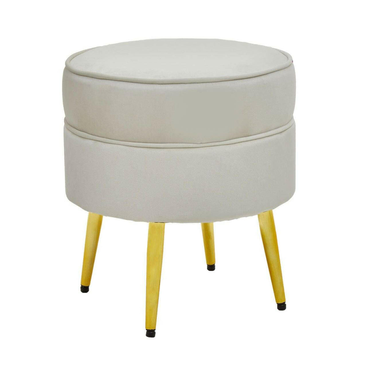 Tamra Round Velvet Gold Leg Footstool.