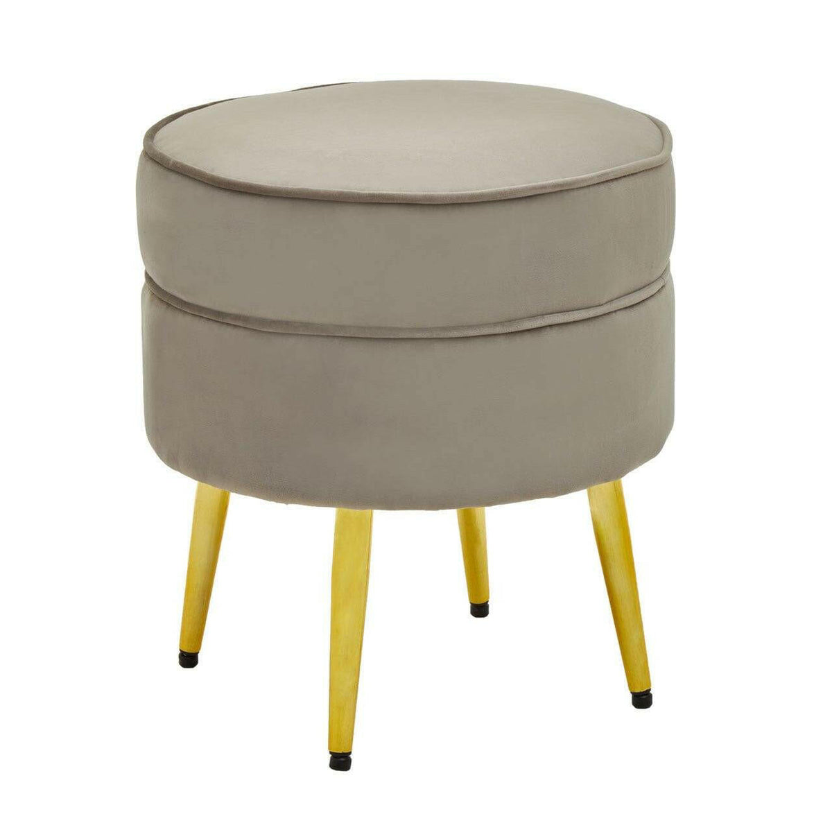 Tamra Round Velvet Gold Leg Footstool.