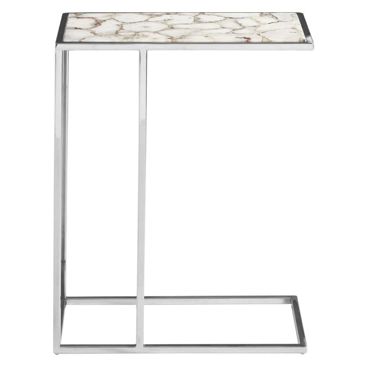 Hamilton Interiors Living Virgo White & Silver Agate Side Table House of Isabella UK