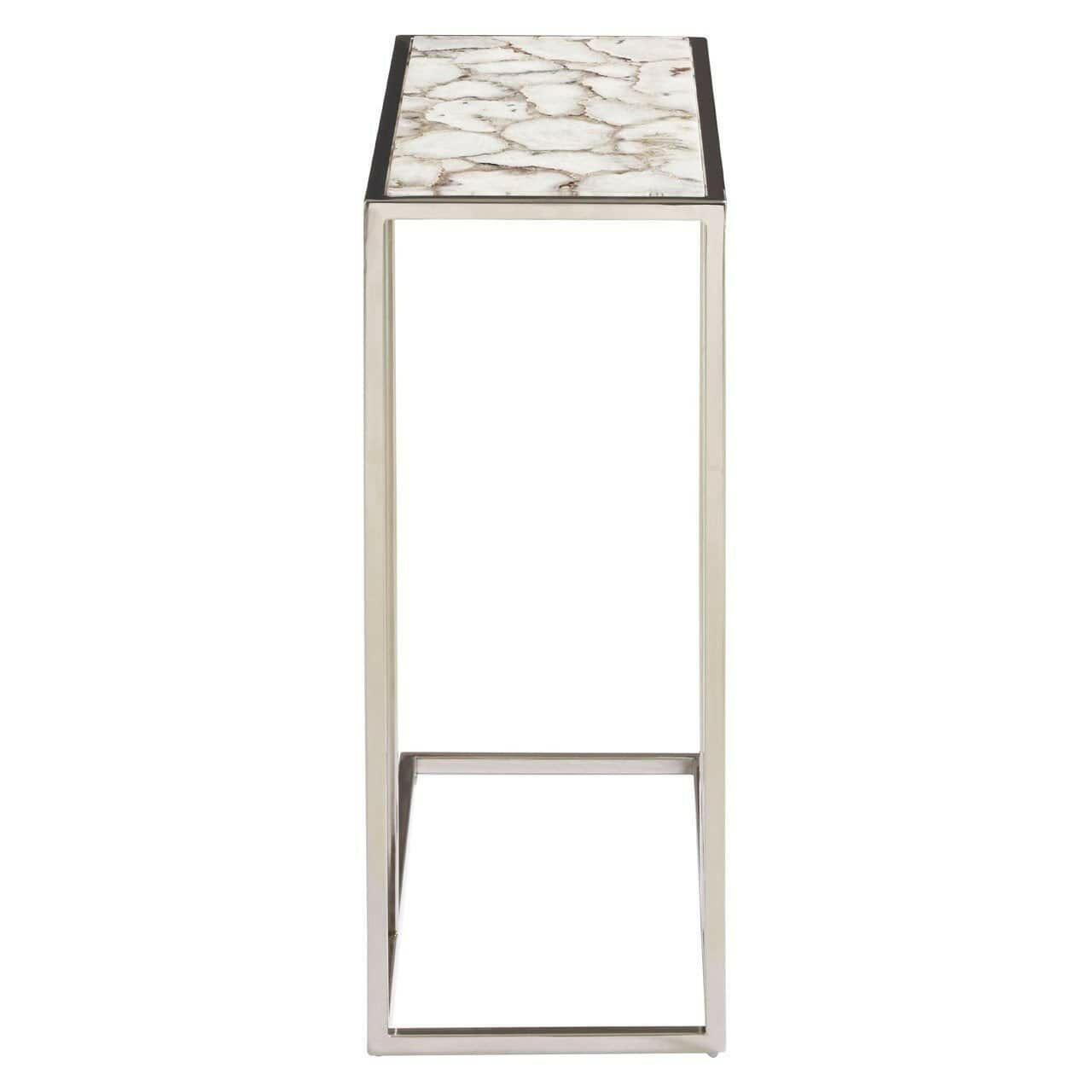 Hamilton Interiors Living Virgo White & Silver Agate Side Table House of Isabella UK