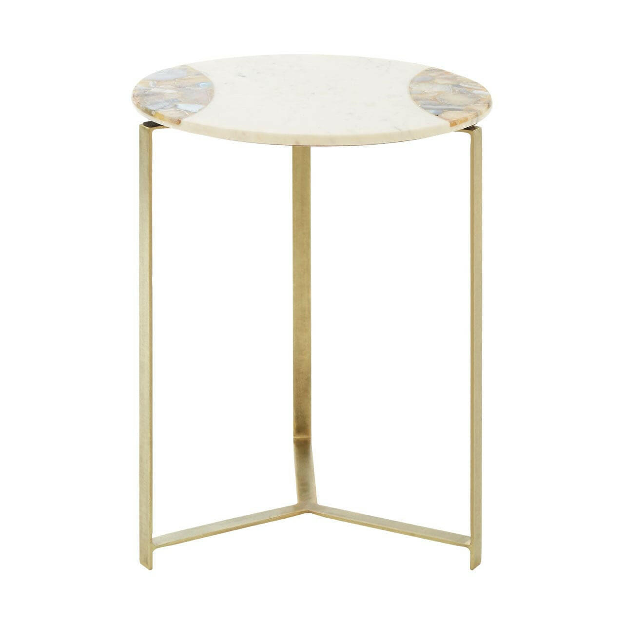 Hamilton Interiors Living Vizzini Marble / Brass Finish Iron Side Table House of Isabella UK