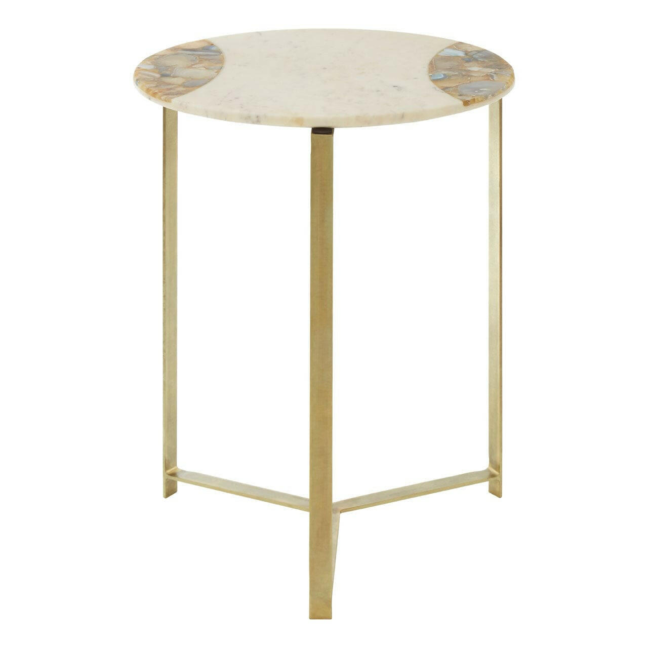 Hamilton Interiors Living Vizzini Marble / Brass Finish Iron Side Table House of Isabella UK