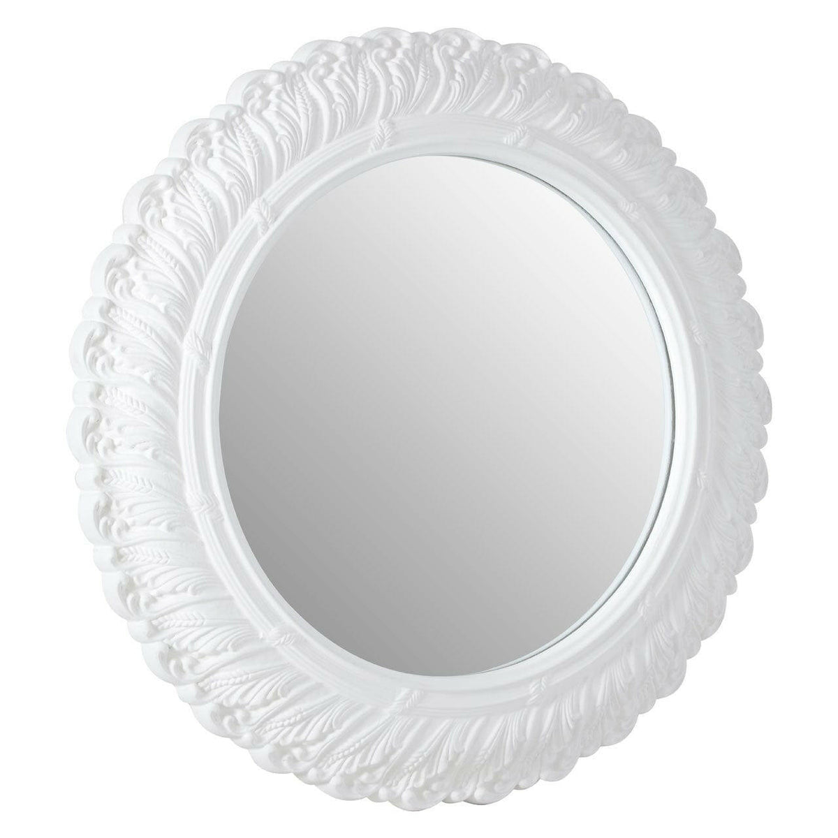 Antique White Small Acanthus Leaf Wall Mirror.