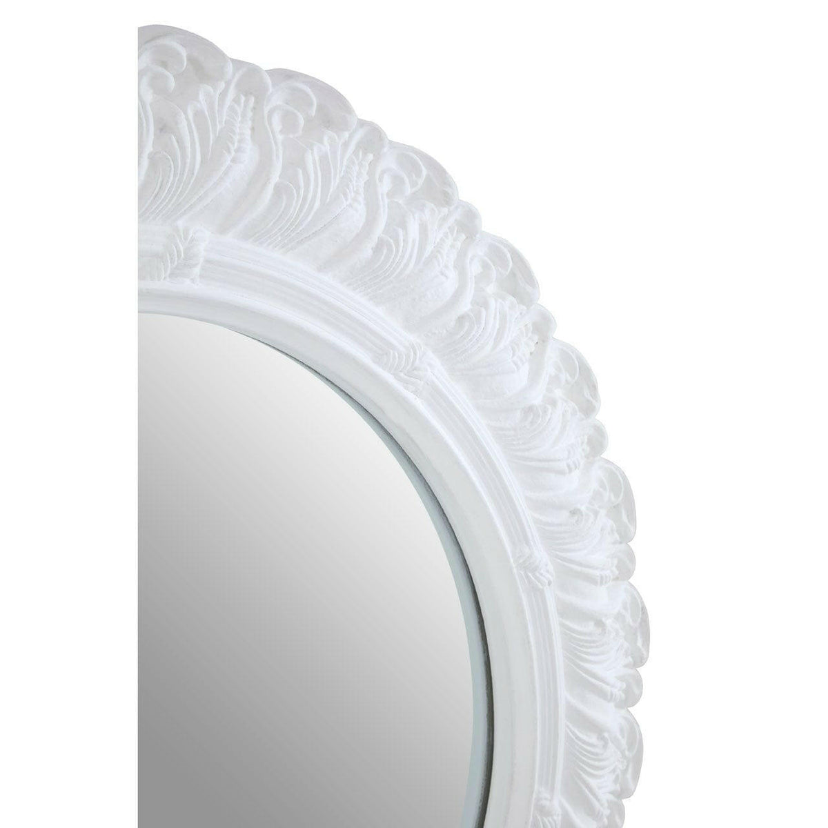 Antique White Small Acanthus Leaf Wall Mirror.