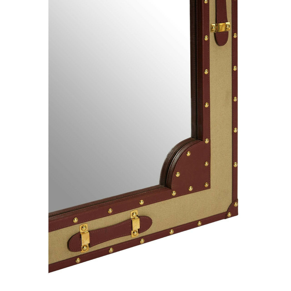 Columbus Canvas / Leather Trim Wall Mirror.