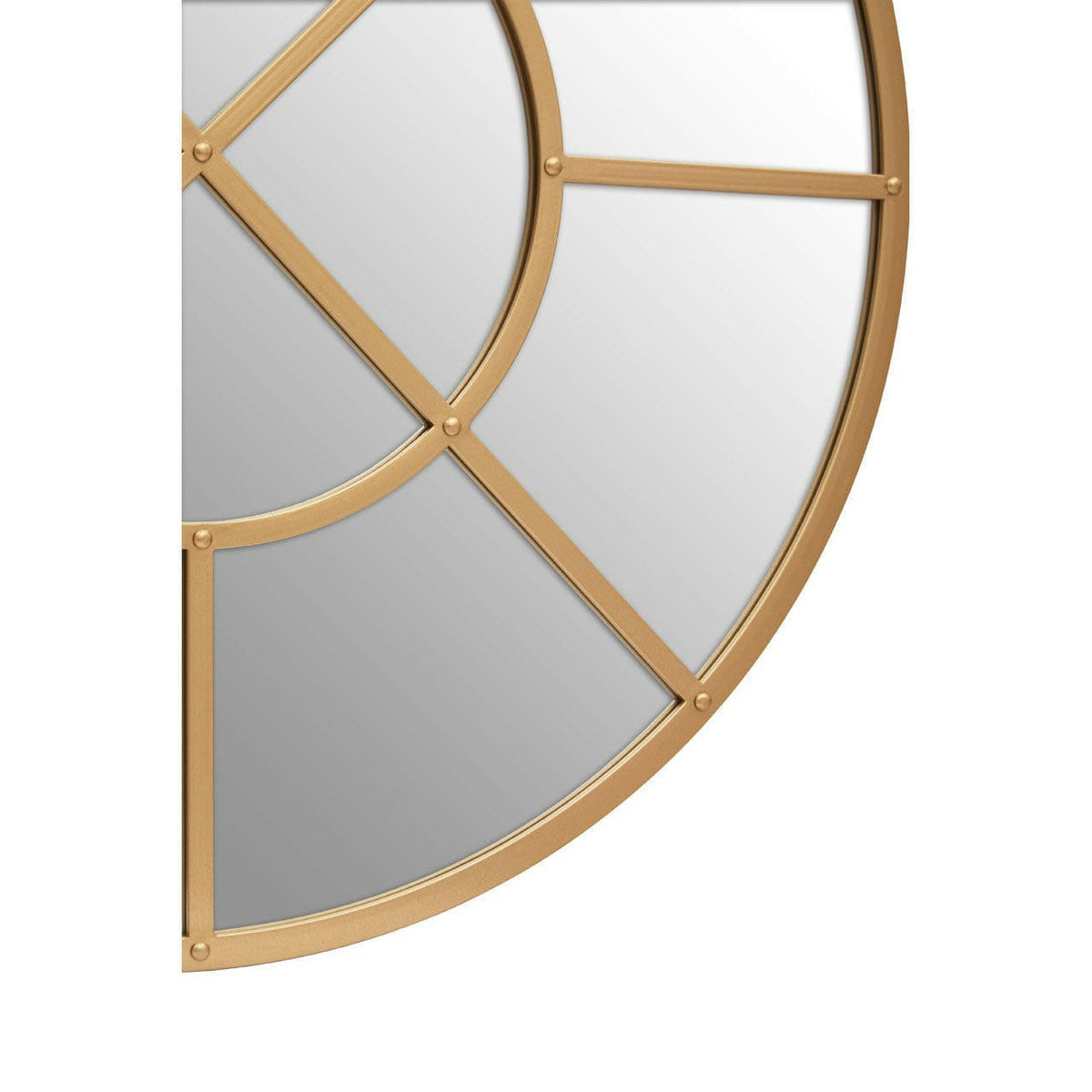 Descartes Gold Finish Round Wall Mirror.