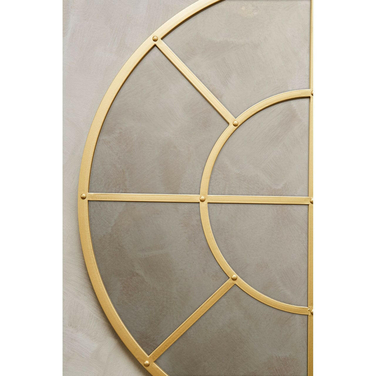 Descartes Gold Finish Round Wall Mirror.