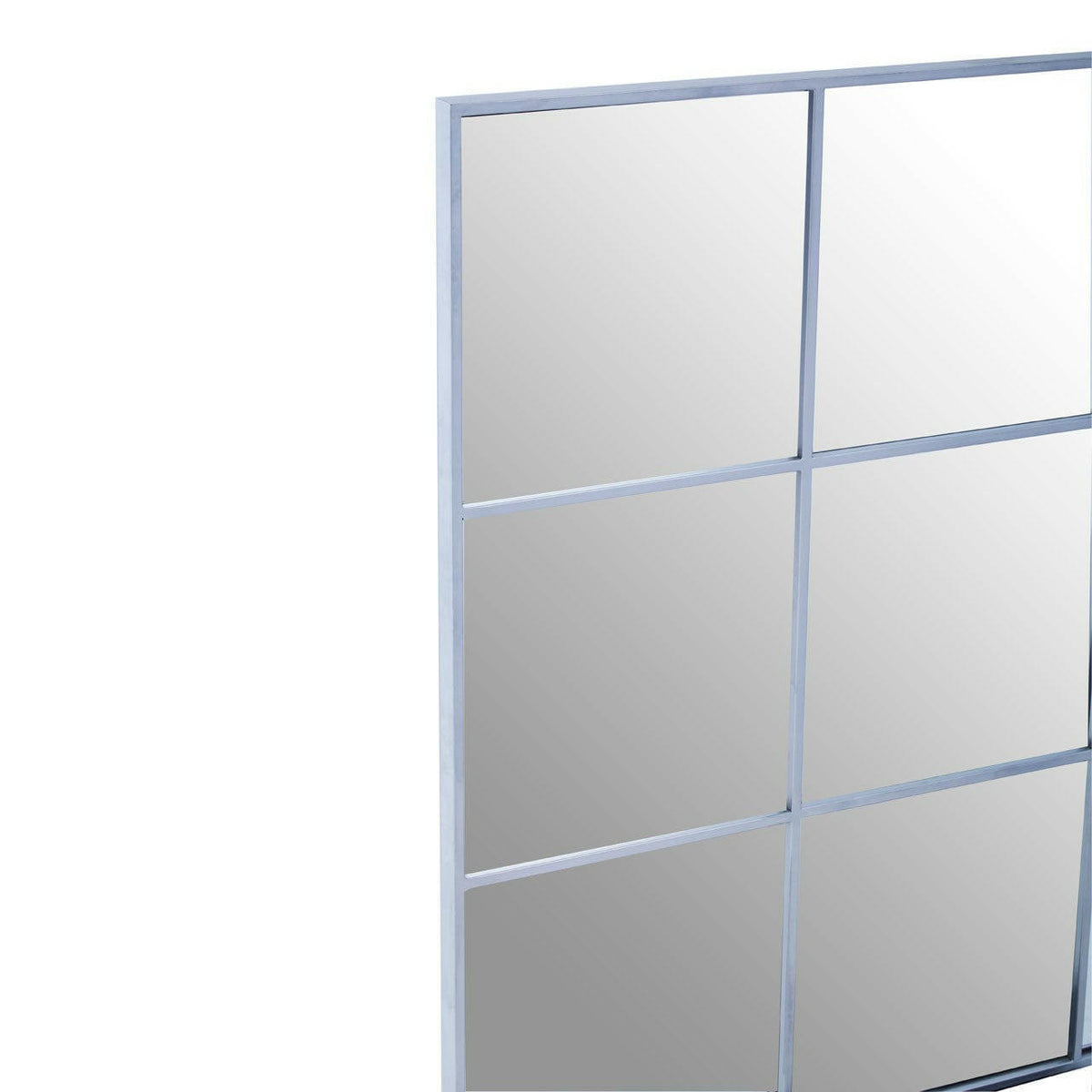Grid Wall Mirror With Silver Finish Frame.