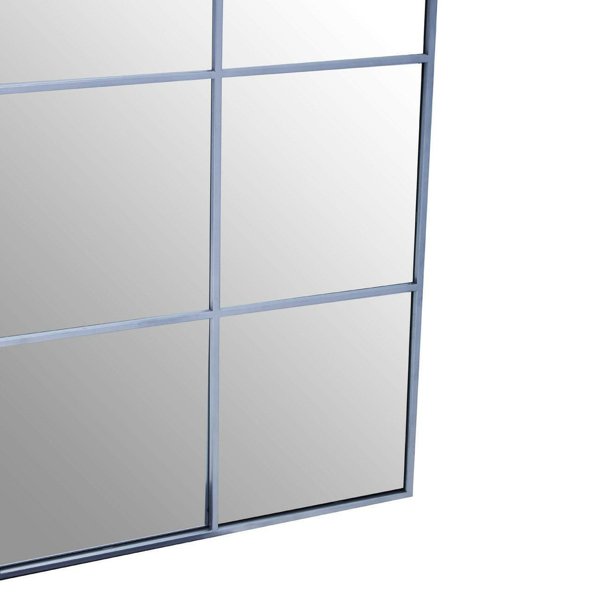Grid Wall Mirror With Silver Finish Frame.