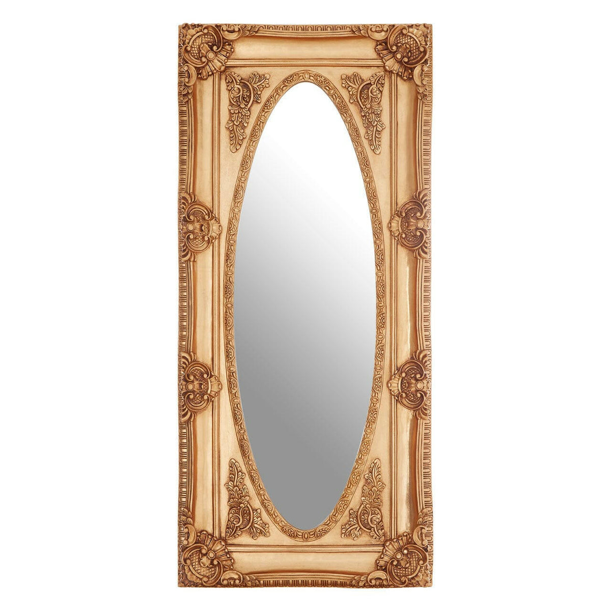 Marseille Gold Finish Oval Border Wall Mirror.
