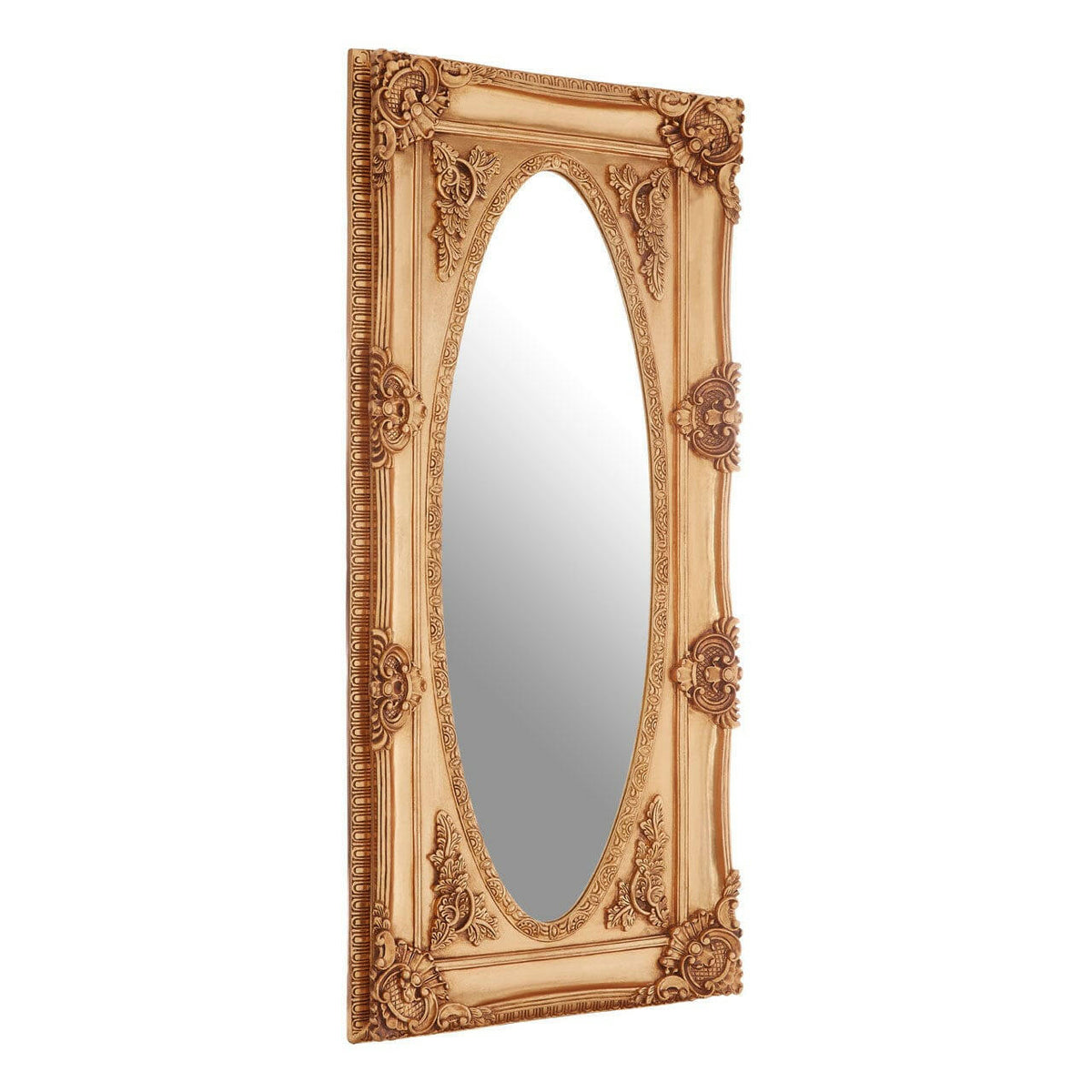 Marseille Gold Finish Oval Border Wall Mirror.